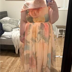 Elegant Floral Off-Shoulder Dress